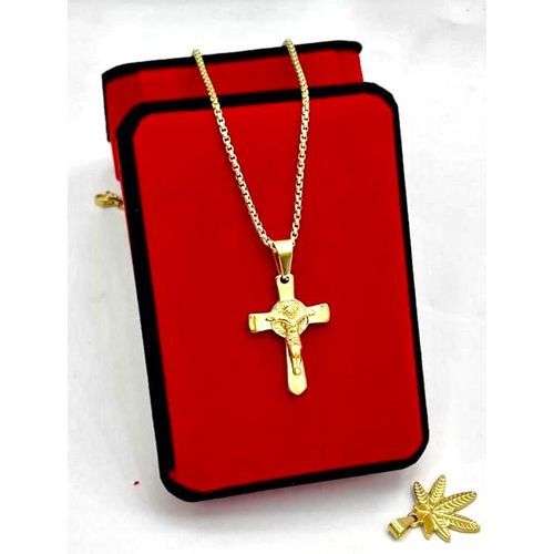 Chaîne En Acier Inoxydable Doré Pendentif Croix Gt