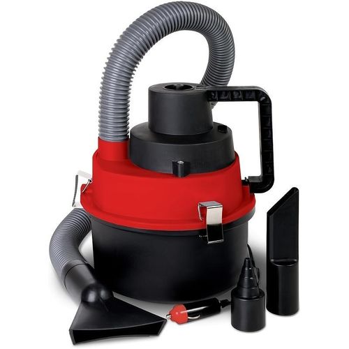 Aspirateur de voiture haute puissance à double usage (eau et poussière) 12 V, adapté aux voitures, camions, fourgonnettes ou autres véhicules, alimenté par une prise allume-ci-gare, ensemble de 4 pièces (1 réservoir + 3 embouts).
