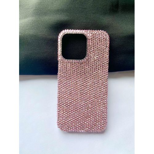 Coque compatible a iPhone 15 Pro rose clair Bling Out Coques de portables Côtés complets protégeant la coque arrière Cristal strass Adapté à de nombreux modèles de téléphones portables