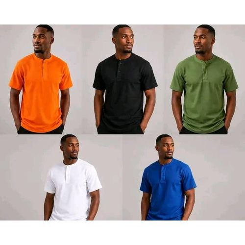 5 T-shirts col maho en (orange, bleu, blanc, noir, vert) coton