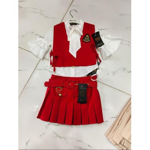 Ensemble De Qualité pour Enfant Fille - 2 ANS - (Chemise et Jupe) - Rouge