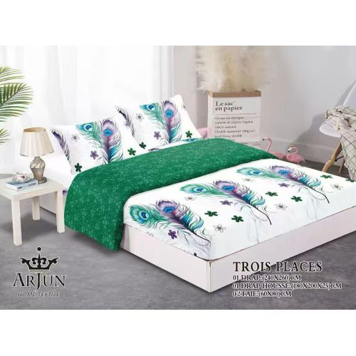 Drap Housse(avec élastique)+ 2 taies d'oreillers - - 3 places