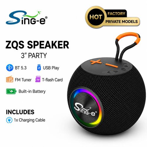 Sing-e– ZQS P5 Portable Bluetooth Speaker RGB – Haut-parleur sans fil 5W avec lumière LED, TWS, USB, TF Card et Rechargeable