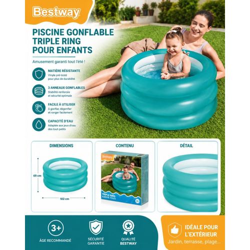 Piscine de jeu à triple anneau pour enfants