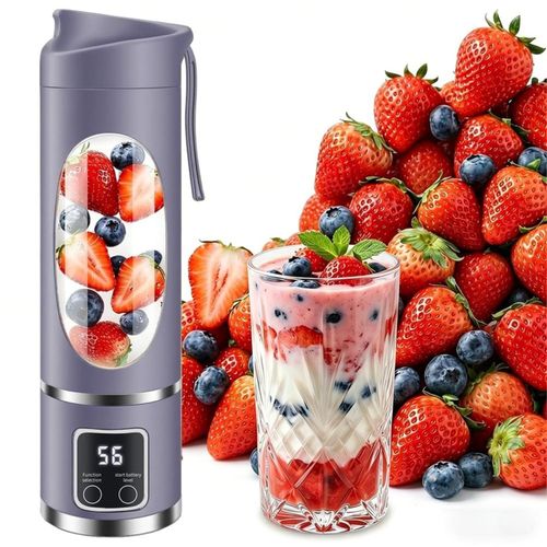 Blender portable 500ML/17OZ, mixeur personnel rechargeable USBC avec 10 lames, affichage intelligent et gobelet étanche