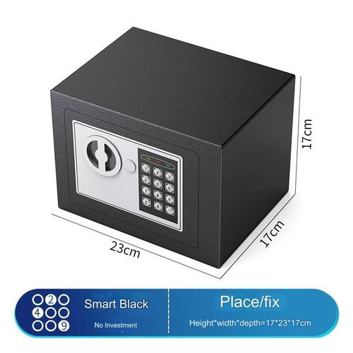 Coffre-fort électronique avec clavier et clé - Noir