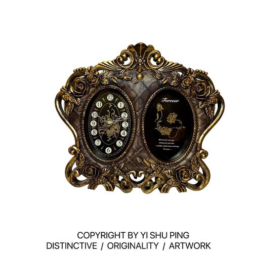 Horloge Murale Décorative avec Cadre Photo – Style Luxe