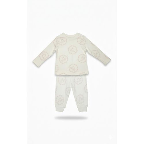 Ensemble Pyjama Douceur de Bambi – Coton Bio Blanc & Rose poudré - 6-9 Mois