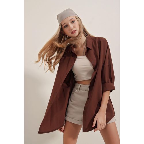 Chemise Basique Longue Oversize 3900 - Marron