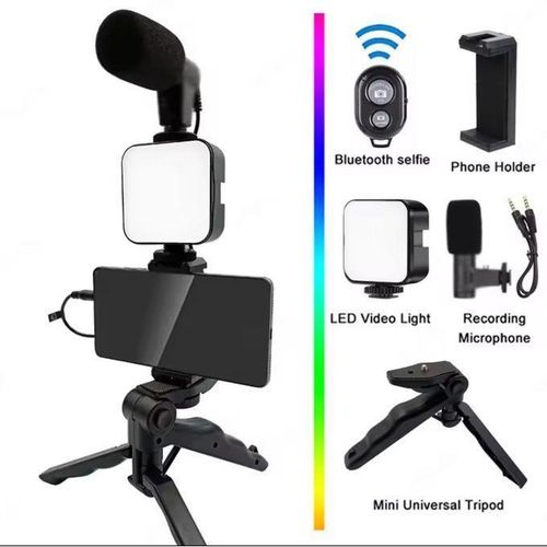 Agréable Trépied Stabilisateur Pour Téléphone, Support Portable De Smartphone, Éclairage LED De Photographie, Kit Vidéo, Microphone, Selfie Avec Poignée D'Enregistrement