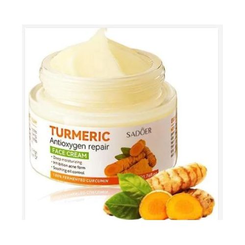 Crème au curcuma, crème antioxydante au curcuma, crème visage hydratante intense (semblable à la vit C), prévient l'acné, régule le sébum et apaise la peau...