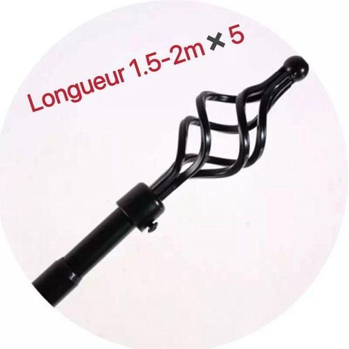 Lot De 5 Tringles à Rideaux Extensible 1m20 à 2m NOIR