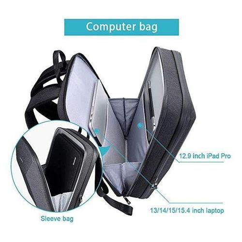 Sac A Dos A Port Usb Rectangulaire - Noir