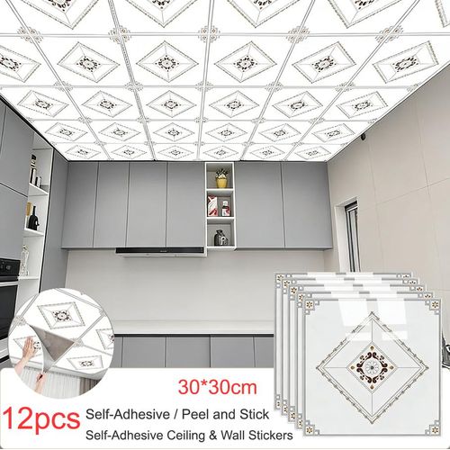 Lot de 12 autocollants pour plafond - Autocollants muraux en PVC imperméables et résistants à l'huile