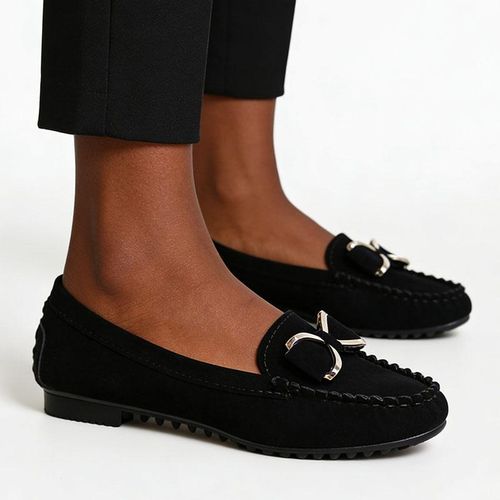 Mocassins Femme Similicuir Confortable Nœud Chic Élégant Bureau Mode Chaussures Plates - Noir