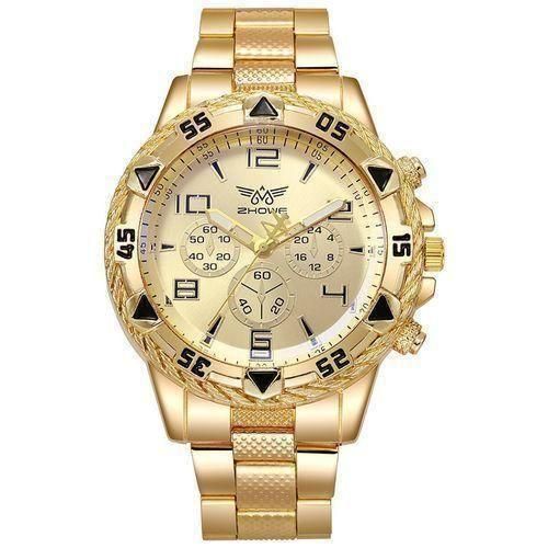Mode Montre quartz numérique pour hommes avec bracelet en acier - Or