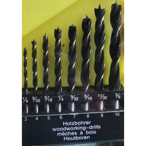 Coffret de 8 forets à bois HCS (acier à haute teneur en carbone)