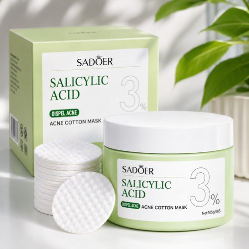 Masque Visage à l'Acide Salicylique 3% – Disques Coton Anti-Imperfections 55 Pièces