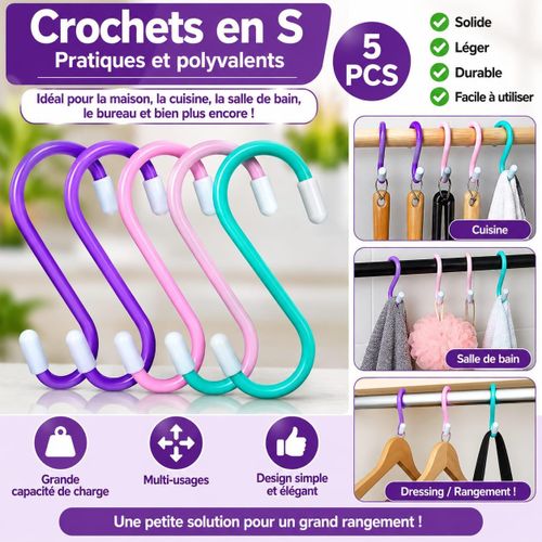 Lot de 5 crochets en S pratiques et polyvalents.