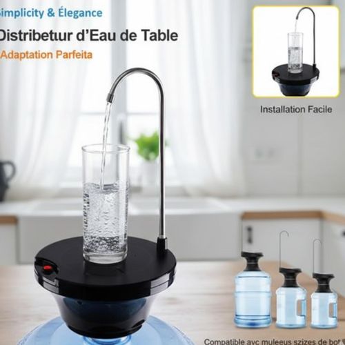 Distributeur d'Eau Automatique Portable Rechargeable USB - Rotation 360°, Compatible Bonbonne Gallon - Tuyau Silicone Alimentaire & Acier Inoxydable 304