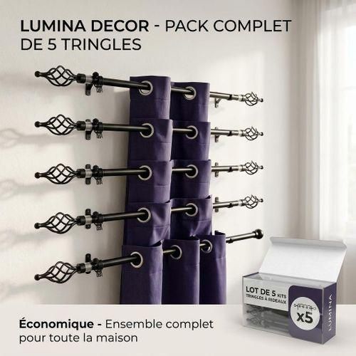 Lots de 5 Tringles - Porte Rideaux Extensible 2 Metres
