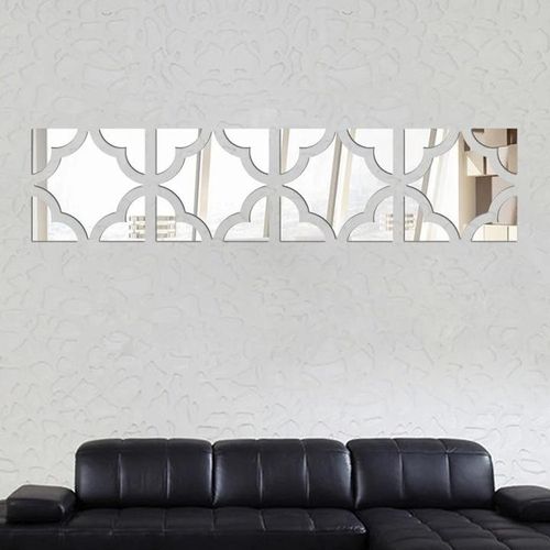 Lot de 4 stickers muraux miroir argentés en acrylique, stickers décoratifs pour miroirs d'intérieur