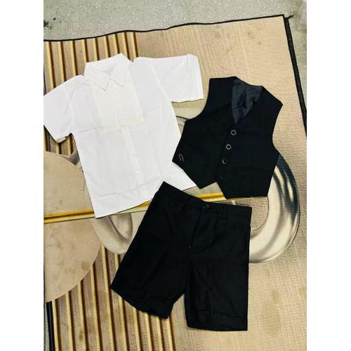 Costume 3 pièces élégant blanc noir