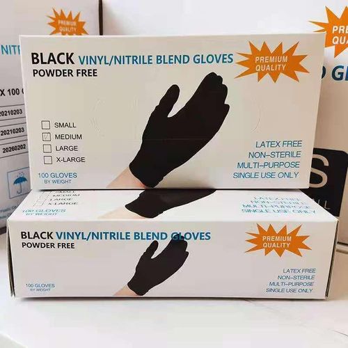 Boîte Gants de Travail en Nitrile et Vinyle Noir, Jetables, Robustes, pour le Nettoyage Domestique, les Salons de Beauté