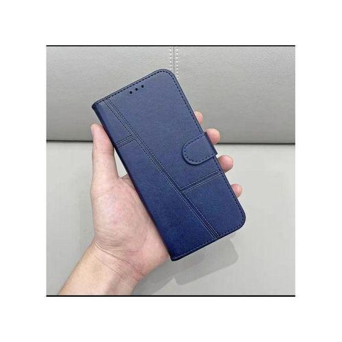 Étui à rabat compatible pour Tecno Camon 30 - bleu + un antichoc