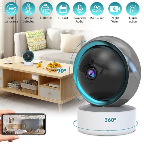 Tuya Smart Home Surveillance Sans Fil Double 1080PHD Vision Nocturne Télécommande WiFi Caméra-Blanc