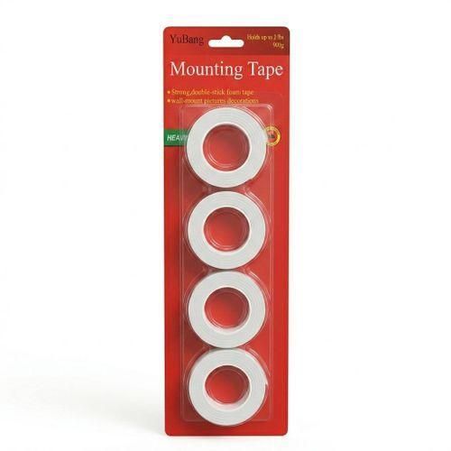 PACK 4 ROULEAUX RUBAN ADHÉSIF DE MONTAGE YUBANG : Fixez TOUT sans Percer (Double Face Mousse, Ultra Résistant, Heavy Duty)