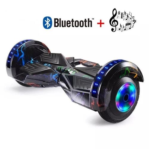 Hoverboard-mp3 Music Bluetooth lumineux 8 Pouces + Kit De Protection Genouillères Coudières
