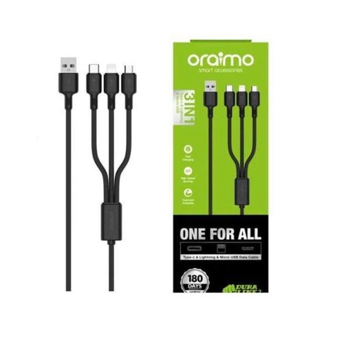 Cable TRIPLE BOUT - 3 EN 1 - Noir