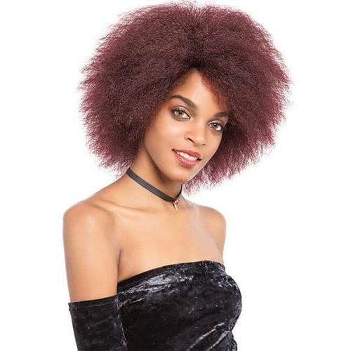 Perruque Naturelle Afro Rouge/Bordeau