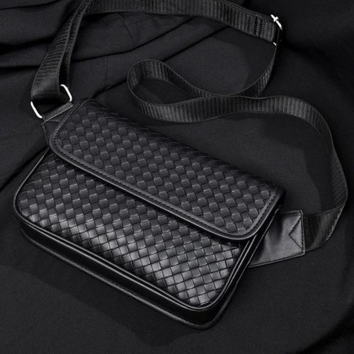 Sacoche Homme Luxe Tressée - Noir
