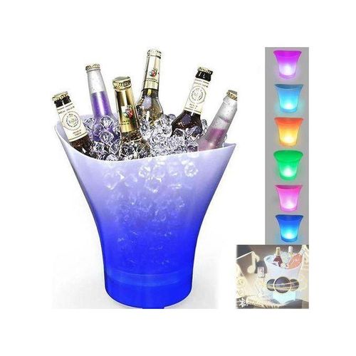 Seau à glace LED pliable de 5L avec Bluetooth rechargeable , 7 couleurs changeantes, vin, bièr BV