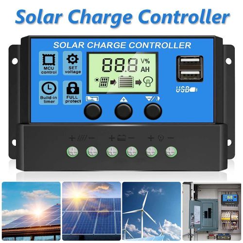 Contrôleur de charge solaire MPPT 100 A avec suivi automatique de la mise au point et double port USB 12/24 V