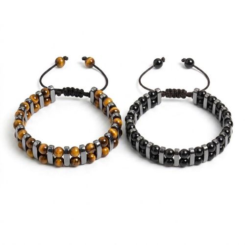 Lot de 2 Bracelets Réglable en Pierre Naturelle