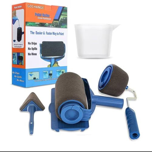 Kit Rouleau De Peinture Anti Goutte Avec Réservoir Intégré Bleu 5 Pièces