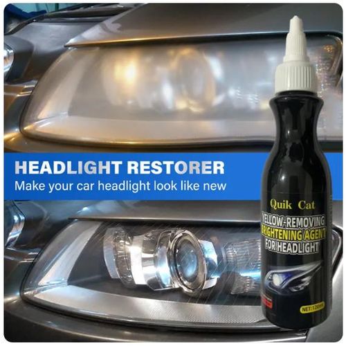 Liquide Rénovateur Phare Auto 120ml + Liquide de Revêtement Protecteur 10ml,Kit Réparation Anti-Jaunissement Buée Rayure Sans Ponçage