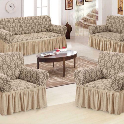 Housse de canapé élastique universelle ensemble de quatre pièces+4 taies offert