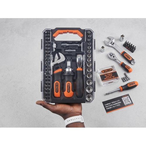 TACTIX Coffret de Clés et Outils 60 Pièces - Kit Mécanique & Bricolage - Acier Cr-V