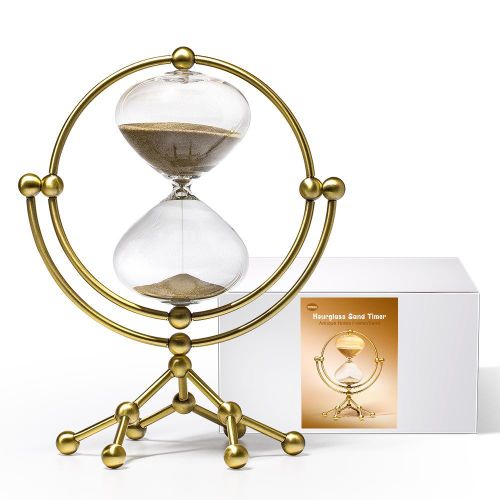 Sablier à monture métallique : Fusion élégante de métal et de verre avec options sable blanc, noir et ambré