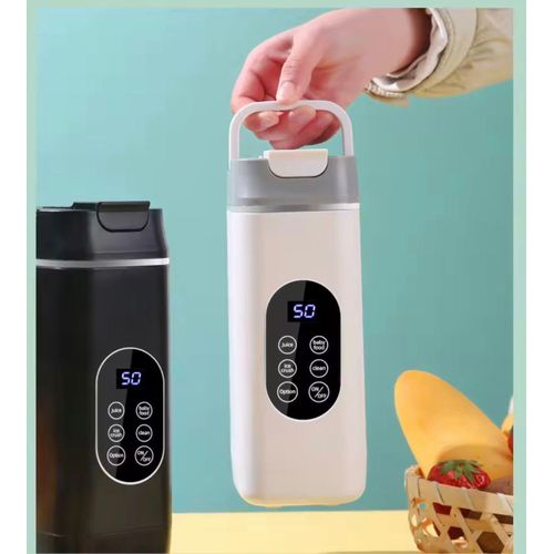 Mixeur Portable Rechargeable 6 Lames - Blender Électrique sans Fil pour Jus, Smoothies, Baby Food & Glace Pilée - Blanc/Noir