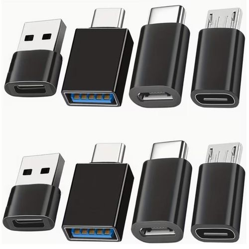 8pcs USB à USB C Adaptateur, USB Type C Femme à USB Adaptateur, Micro USB à USB C Femme Convertisseur Connecteur, pour ordinateur portable voiture Smartphone Casque Mic PC