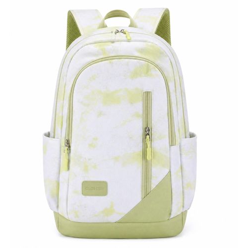 Sac à Dos Fille Blanc et Vert Pastel à Motifs – Sac Scolaire Léger avec Poches Zippées pour École et Quotidien