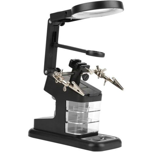 Station de Travail en Fer à Souder électrique USB, Loupe 3X/4,5X/25X, Lumières LED, Pinces, Rotation à 360V JK