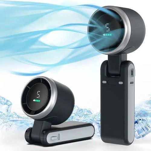 3in 1 Portable Turbo Fan-5 Vitesse 180 ° Mini ventilateur pliable, 2 - 10 heures de refroidissement, affichage numérique, USB Mini ventilateur personnel portable pour Voyage, maquillage, extérieur, intérieur