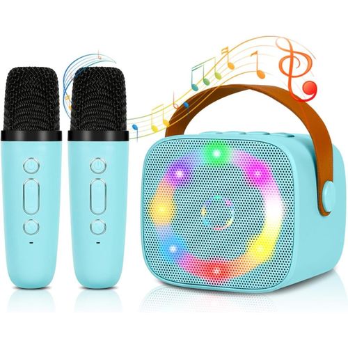 Haut-Parleur Bluetooth Portable Rechargeable avec 2 Microphones - Appareil de karaoké