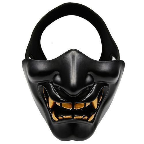 Masque tactique demi-visage Airsoft Paintball Ary Tactical Prajna anti-buée, bouclier crâne pour moto, cyclisme, ski, Halloween, équipement fantôme personnalisé pour hommes et femmes, mode squelette rétro Harley, démontable - Noir